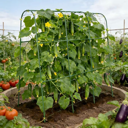 48x46 in U-Shape Cucumber Trellis for Climbing Plants Outdoors | Metal Arch Garden Trellis for Raised Garden Bed with Netting, Plant Support Structures for Vegetables, Grape, Tomato, Vines