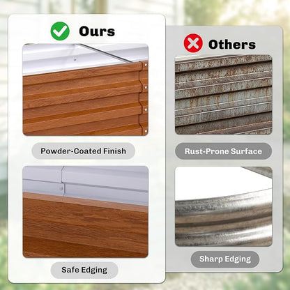 Outsunny Galvanized Raised Garden Bed, 4' x 2' x 1' Metal Planter Box, for Growing Vegetables, Flowers, Herbs, Succulents, Brown