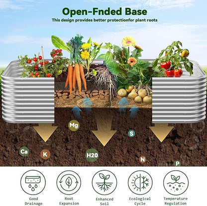 2 Pack Tall Corrugated Galvanized Steel Raised Garden Bed Outdoor, Metal Above Ground Garden Bed for Vegetables and Flowers, Raised Beds for Gardening-3x2x1.5FT