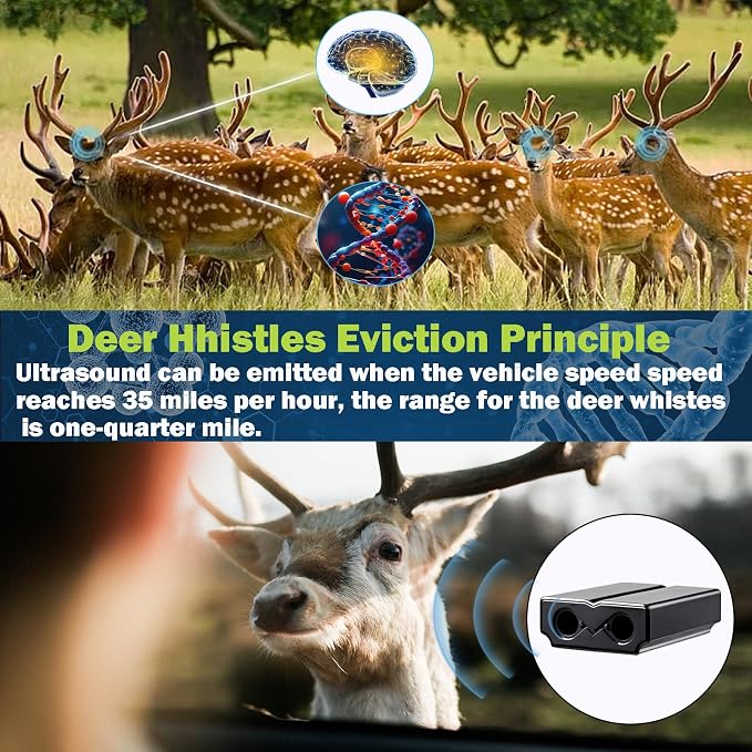 Deer Whistles for Car - Deer Horn for Vehicles, Trunks, Motorcycle, SUV, Deer Deterrent Warning Devices Animal Alert for Cars with Extra Tapes（4 Pack）