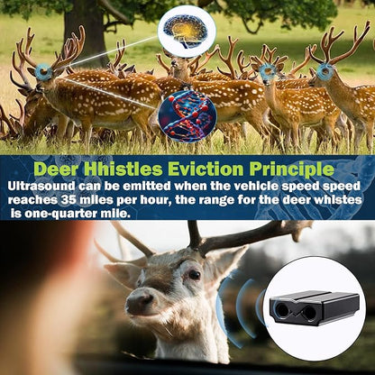 Deer Whistles for Car - Deer Horn for Vehicles, Trunks, Motorcycle, SUV, Deer Deterrent Warning Devices Animal Alert for Cars with Extra Tapes（4 Pack）