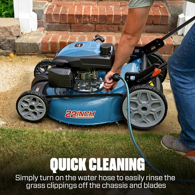 SENIX 201cc 22" 3-in-1 Variable Speed Self Propelled Gas Lawn Mower | Self Propelled Lawn Mower, 22" Self Propelled Gas Lawn Mower, 6 Height Adjustable