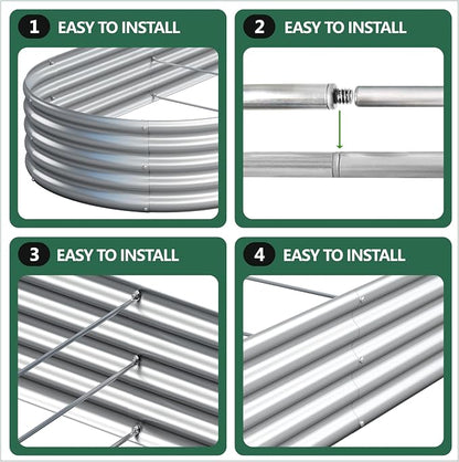 Galvanized Raised Garden Bed Outdoor, 12x4x1ft(2Pack) Metal Heavy Duty Planter Boxes for Gardening, Easy Assemble Bottomless Small Oval Plant Container Kit for Vegetable, Flower, Fruit, Silver