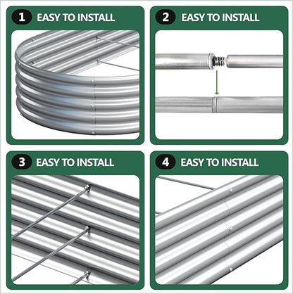 Galvanized Raised Garden Bed Outdoor, 12x2x1ft(2Pack) Metal Heavy Duty Planter Boxes for Gardening, Easy Assemble Bottomless Small Oval Plant Container Kit for Vegetable, Flower, Fruit, Silver