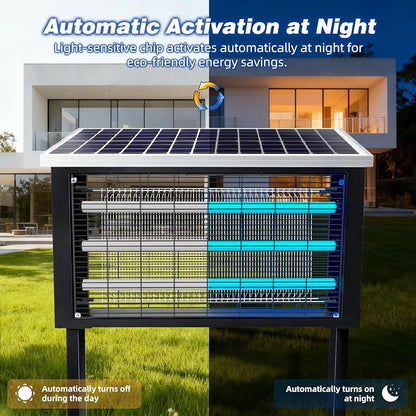 Heavy-Duty Solar Bug Zapper for 8000 sq.ft with 30W Solar Panel | Rechargeable Solar Zapper with High Powered, Solar Bug Zapper for Outdoor Patio Garden Backyard Farm and Large Spaces