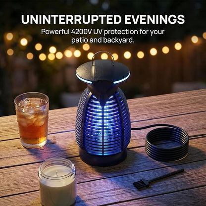 Electric Bug Zapper Outdoor, 4200V Mosquito Zapper with 20W UV Light, Plug-in Insect Killer with Removable Tray, Hanging Fly Trap for Patio, Porch, Backyard, Garage and Indoor Use