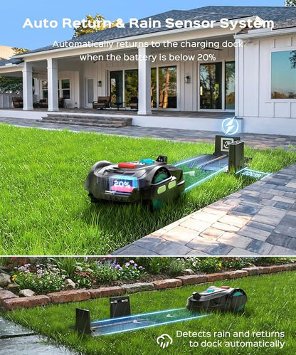 YARDCARE 2026 New M800Plus Robot Lawn Mower, GPS & 3D Vision, with 32.8 ft Magnetic Stripe, Obstacle Avoidance, Auto-Charging, APP Control, Bow-Shaped Mowing for Lawns up to 8611 sq.ft (Dark Black)