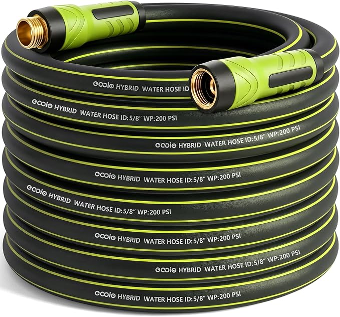 Garden Hose 75ft x 5/8", Heavy Duty Water Hose, Flexible and Durable, Kink Resistant Lightweight Hybrid Hose, Leakproof Yard Hose with Male to Female Fittings