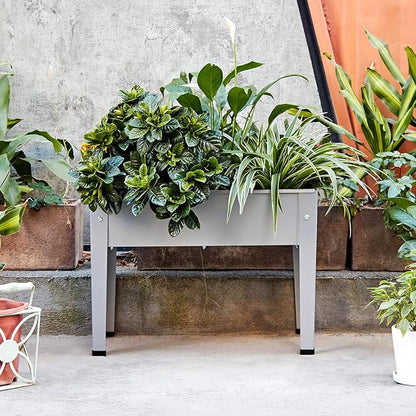 Metal Raised Garden Bed,Raised Planter Box with Legs,Herbs and Vegetables Planter Suitable for Outdoor Patio Deck and Porch (Mini Gray)
