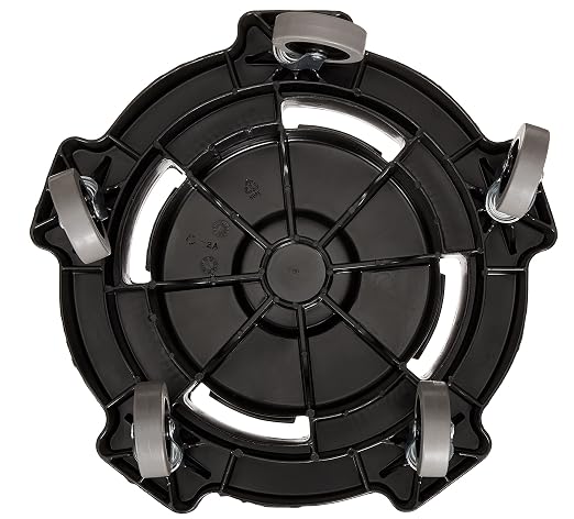 Amazon Basics Heavy-Duty Rolling Dolly to Fit 32, 44 & 55 Gallon Round Containers, for Offices, Restaurants, Commercial Environments, Twist On/Off, 18.25", Black, 2-Pack