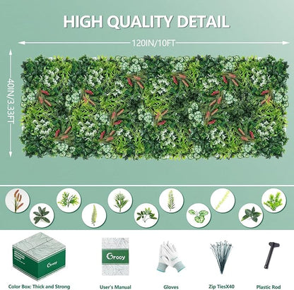 Artificial Grass Wall Panels, 40"x120" Fake Ivy Greenery Wall Backdrop Roll, UV-Anti Faux Boxwood Grass Panels Green Wall Decor for Garden Patio Balcony