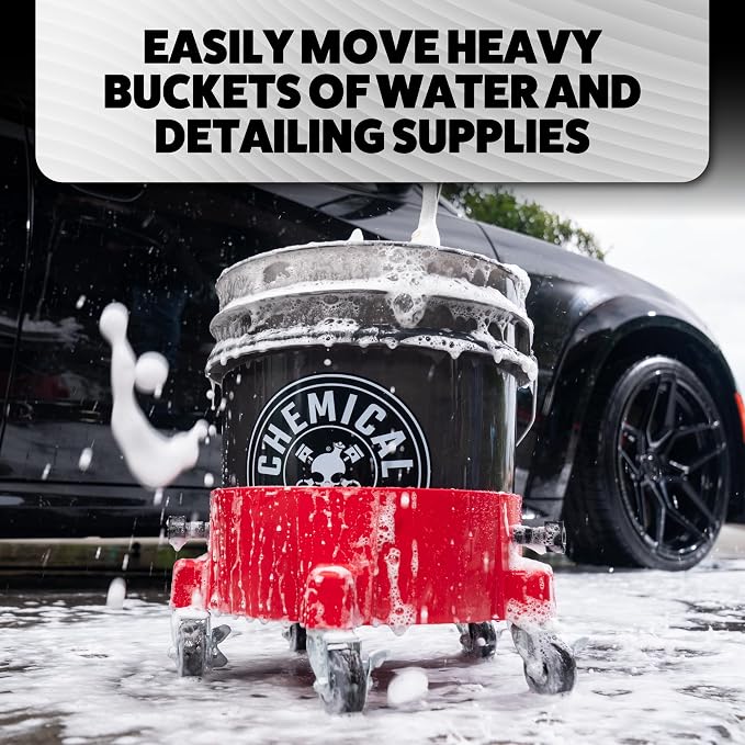 Chemical Guys, Creeper Rolling Bucket Dolly, 5 Casters, for 3.5 to 7.5 Gal | Heavy-duty dolly rolls wash buckets on five 360-degree casters, fits standard 3.5 to 7.5 gallon buckets