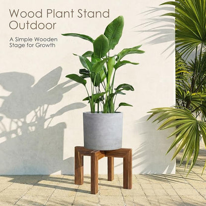 Leaf&lull Plant Stands for Indoor Plants Farmhouse Round Wood Plant Pedestal Decorative Wooden Display Rack Heavy Duty Flower Planter Base for Tabletop Corner Walnut 3 Pack