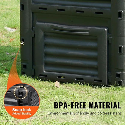 VEVOR Garden Compost Bin 80 Gallon, BPA Free Composter, Large Capacity Outdoor Composting Bin with Top Lid and Bottom Door, Easy Assembling, Lightweight, Fast Creation of Fertile Soil