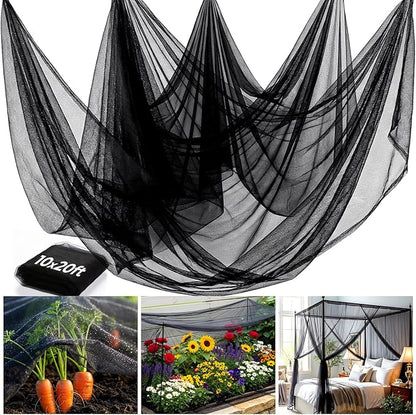 Mosquito Netting Garden 20x10Ft, Garden Mesh Netting, Fly Insect Bird Net Barrier for Plant Protection Net for Patio Outdoor Use (Black, 20x10FT)