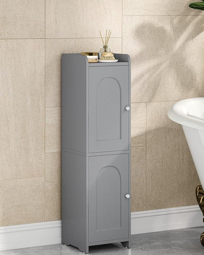 Hzuaneri Bathroom Storage Cabinet, Small Corner Floor Cabinet with 2 Doors and Adjustable Shelf, Narrow Toilet Paper Cabinets, Bathroom Organizer for Small Spaces, 7.9" D x 7.9" W x 29.5" H Gray