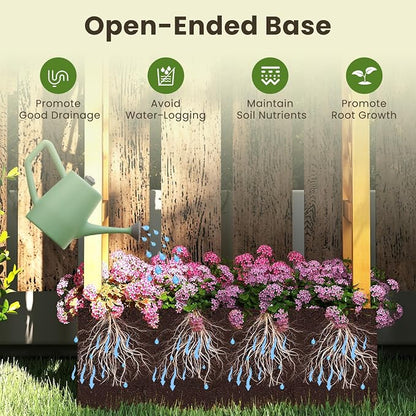 S AFSTAR Wooden Raised Garden Bed with Trellis, 60" Elevated Planter Box with Hanging Roof & Open-Ended Base for Climbing Vine Flower Herb Vegetable, Outdoor Plant Container for Patio & Yard