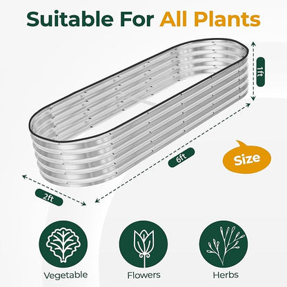 Utopia Home Galvanized Raised Garden Bed, 6x2x1 Ft Lightweight Planter Boxes Outdoor with Easy Assembly, Large Garden Bed for Vegetables, Fruits, Flowers, Silver