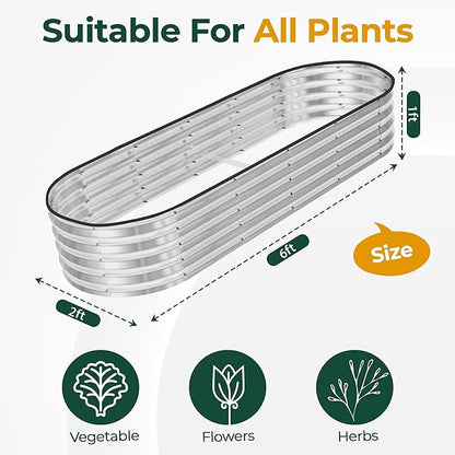 Utopia Home Galvanized Raised Garden Bed, 2 Pack 6x2x1 Ft Lightweight Planter Boxes Outdoor with Easy Assembly, Large Garden Bed for Vegetables, Fruits, Flowers, Silver,