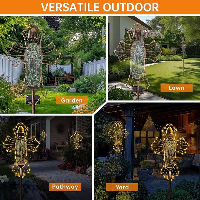 Solar Lights Garden Backyard Decor Outdoor,Angel Figurine Waterproof Light Cross Stake,Housewarming Yard Patio Pathway Lawn Ornaments Ideas for Gardening Mother Grandma