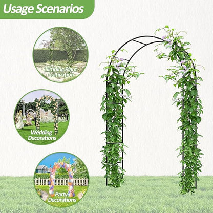 Garden Arch Trellis for Climbing Plants Outdoor - Height: 94.5", Length: 55", Sturdy Metal Garden Arbor with Rust-Proof Coating, Garden Arch for Wedding Decorations and Balloon Arch Stand