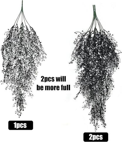 RECUTMS Hanging Fake Vines Artificial Hanging Plants Flowers 4Pcs Faux Ivy Ferns Wall Plants for Bedroom Indoor Outdoor Garden Patio Halloween Thanksgiving Decoration (Black White)