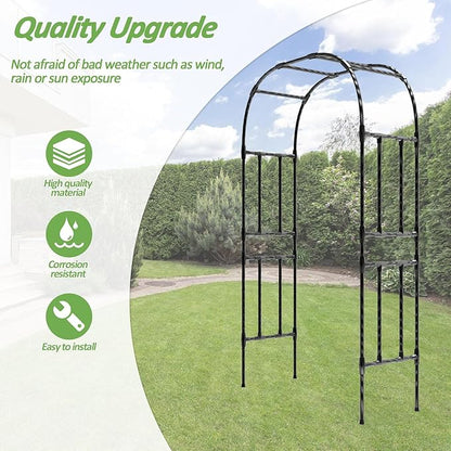 Thickened Metal Garden Arch-59(L)*94.5"(H),Garden Trellis for Climbing Plants Outdoor, Heavy Duty Rust-Proof Iron Arbor Archway for Backyard, Patio, Lawn and Wedding Decorations(20MM Pipe)