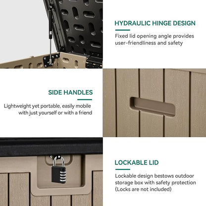 YITAHOME XXL 260 Gallon Large Deck Box | Outdoor Storage for Patio Furniture Cushions,Garden Tools and Pool Equipment with Flexible Divider,Waterproof,Lockable