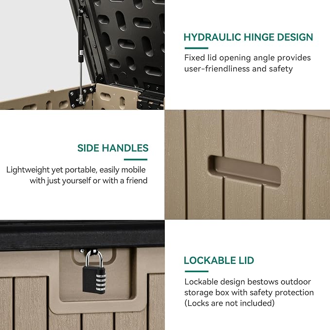 YITAHOME 260 Gallon Large Deck Box with Divider & Side Handles | Outdoor Double-Wall Storage for Patio Furniture Cushions, Garden Pool Accessories, Waterproof & Lockable