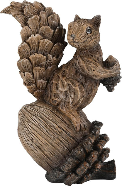 iStatue Handmade Resin Squirrel on Acorn Statue Miniature Garden Figurines – 6.5 Inch Nature-Inspired Woodland Animal Decor for Home, Garden, Patio or Shelf – Rustic Farmhouse Accent (Medium)