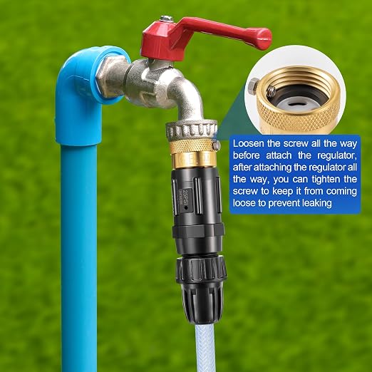 Feekoon 2 Set 25 Psi Drip Irrigation Faucet Adapter Kit 1/2'' Irrigation Tubing to 3/4'' Faucet Water Pressure Regulator Backflow Preventer with Filter, Drip System Parts