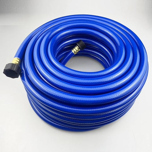 Darnassus PVC Garden Hose 1/2 Inch, 75 FT Flexible Water Hose Blue with Male and Female Plastic Fittings - No Leaking and Lightweight for Household Outdoors Lawns Patio