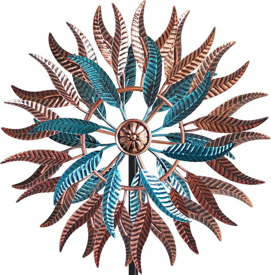 Large Outdoor Metal Wind Spinner,Two-Way Wind Sculptures,360 Degrees Kinetic Wind Spinners Yard Art Decor for Patio, Lawn & Garden 63 * 13.4 Inches