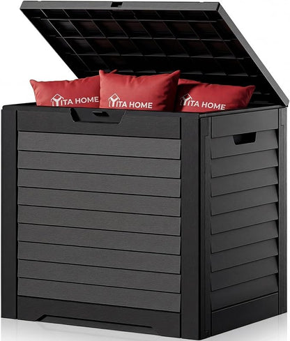 YITAHOME 35 Gallon Outdoor Storage Box | Waterproof Resin Deck Box and Package Delivery with Lockable Lid for Patio Furniture Cushions, Pool Accessories, Garden