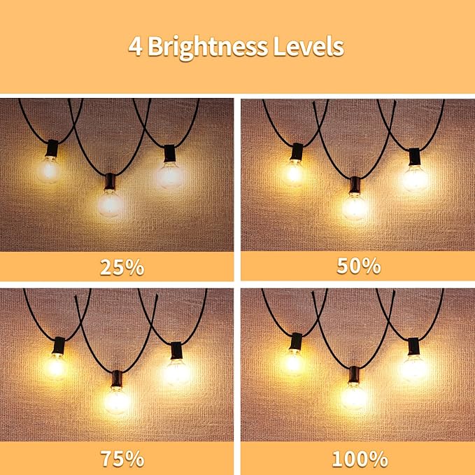 SANBEN Outdoor String Lights with Remote, 50ft 25 Bulbs Low Voltage(24V) Patio Lights, Dimmable & Timer, IP65 Waterproof, G40 LED Hanging Lights for Outside, Deck, Garden, Backyard, Porch, Party