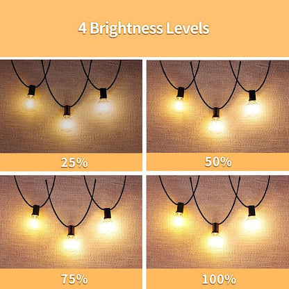 SANBEN Outdoor String Lights with Remote, 50ft 25 Bulbs Low Voltage(24V) Patio Lights, Dimmable & Timer, IP65 Waterproof, G40 LED Hanging Lights for Outside, Deck, Garden, Backyard, Porch, Party