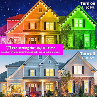 200Ft Permanent Outdoor Lights for House Waterproof, IP67 LED Eave Lights with App/Remote Control, Outdoor Permanent led Lighting for House Roof Decor,Christmas,Party,All Holiday and Daily