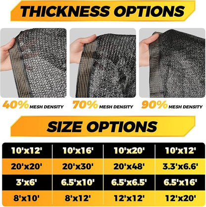 JOJOLEE 90% Sun Shade Cloth, 6x10FT Shade Net Mesh Tarp with Grommets, Black Sunblock Cover for Outdoor Patio Plants, Pergola, Greenhouse, Chicken Coop, Backyard, Balcony