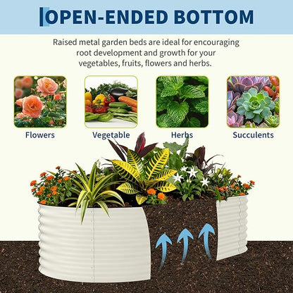 2 Pcs Raised Garden Beds Outdoor 8x4x2 ft - Galvanized Steel Planter Box for Vegetables, Flowers, Rust-Resistant Garden Box, Easy Assembly Raised Beds, Durable Planters for Outdoor Plants, Beige