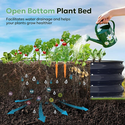 Raised Garden Bed 4×2×1 FT, Galvanized Metal Raised Planter Box Decorative Vegetable & Flower Planting Container for Patio Entryway Poolside Outdoor Landscaping Midnight Blue