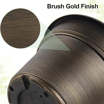 16 inch Plant Pots Outdoor Planters，4 Pack Large Plastic Flower Pot For Indoor Plants With Drainage Holes & Saucer, Resin Decorative Container Sets With Trays For House Outdoor Garden Plant Dark Gold