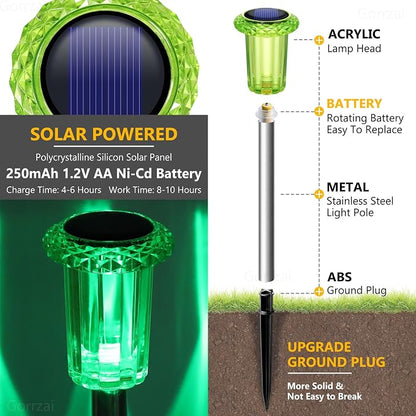 Halloween Solar Lights Outdoor 10 Pack Solar Pathway Lights Green Halloween Decorations Waterproof Yard Lighting for Outside Driveway Garden Walkway Path Landscape Lawn