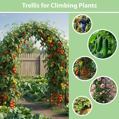 RUBFAC 7.8ft Metal Garden Arch Trellis for Climbing Plants Outdoor, Garden Arbors and Arches, Halloween Archway for Pumpkin Balloon Rose Vines Wedding Christmas Birthday Party Decorations, Army Green