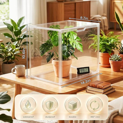 Mini Greenhouse for Indoor, Clear Tabletop Stackable Green House, Portable Acrylic Plant Green House with Magnetic Waterproof Door for Plants Grow Warmer, Seed Starting...