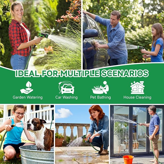 Garden Hose 25FT Non-Expandable Water Hose Flexible Kink-Free Lightweight Leak-Proof Sturdy Outdoor Hose Water Pipe for Garden Yard Lawn Camper 3/4 Inch Fittings