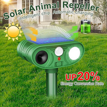 Ultrasonic Deer Repellent Devices Solar Animal Repellent Outdoor with Motion Sensor to Keep Cat Rabbit Raccoon Out of Yard Garden Farm Squirrel Fortress Pro Deer Deterrent for Plant,4Pack