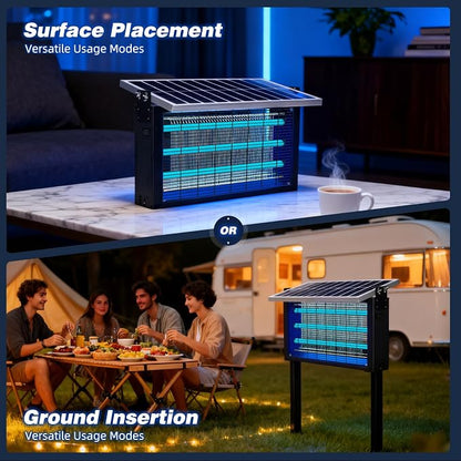 Heavy-Duty Solar Bug Zapper for 8000 sq.ft with 30W Solar Panel | Rechargeable Solar Zapper with High Powered, Solar Bug Zapper for Outdoor Patio Garden Backyard Farm and Large Spaces