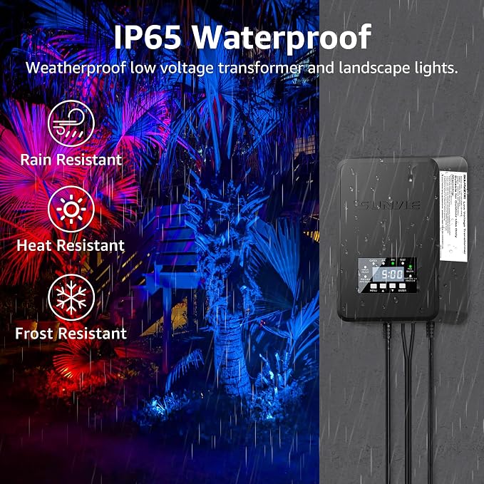 SUNVIE 12 Pack RGBW Color Changing Landscape Lights with 300W Low Voltage Landscape Transformer 12-24V LED Landscape Lighting Kit Waterproof Multicolor Spotlights for Christmas House Yard Tree Garden
