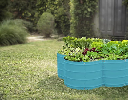 Plant & Plot Galvanized Raised Garden Beds Outdoor // 3×3×1 ft Planter Raised Beds for Gardening, Vegetables, Flowers // Large Metal Garden Box (Teal) // Patented Tool-Free Design