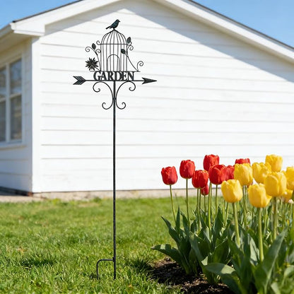 Decorative Garden Stakes，Metal Garden Sign Yard Decorations Outdoor | 58"H Decorative Metal Garden Stakes Outdoor Lawn Backyard Porch Pathway Decor